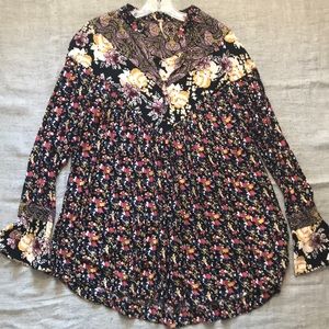 Floral print shirt dress